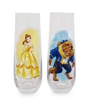 Disney Beauty and the Beast 9-Ounce Stemless Fluted Glassware | Set of 2