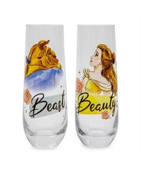 Disney Beauty and the Beast Storybook Stemless Fluted Glassware | Set of 2