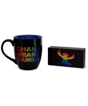 Disney Lilo & Stitch "Ohana Means Family" Rainbow Ceramic Mug and Box Sign Set