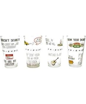 Friends Multi Quote Pattern 4 Piece 16oz Pint Glass Set