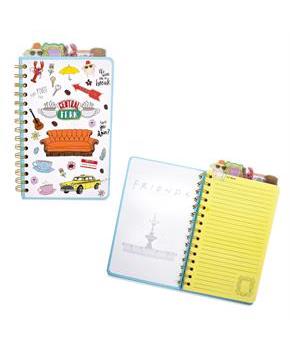 Friends Doodle Icons Collage 5-Tab Spiral Notebook Journal