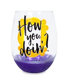 Friends "How You Doin?" Teardrop Stemless Wine Glass | Holds 20 Ounces