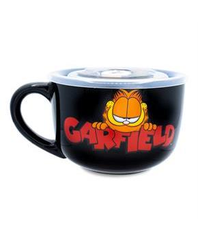Garfield Ceramic Soup Mug With Vented Lid | Holds 24 Ounces