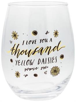 Gilmore Girls "Thousand Yellow Daisies" Stemless Wine Glass | Holds 20 Ounces