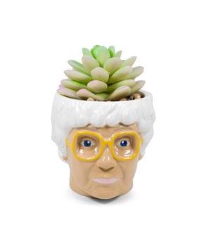 The Golden Girls Sophia Face Mini Ceramic Planter With Faux Succulent | 3 Inches