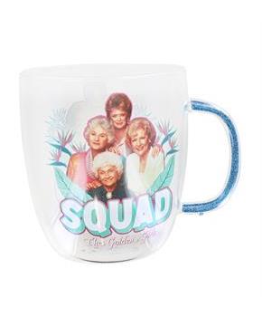 The Golden Girls Squad 14 Ounce Glitter Handle Glass Mug