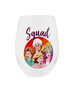 The Golden Girls Rainbow "Squad" Teardrop Stemless Wine Glass | Holds 20 Ounces