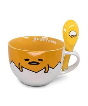 Sanrio Gudetama Ceramic Soup Mug With Spoon | Holds 24 Ounces