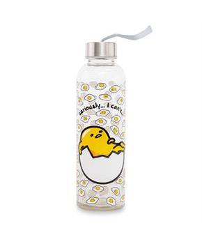 Sanrio Gudetama "Seriously, I Can't" Glass Water Bottle With Strap | 18 Ounces