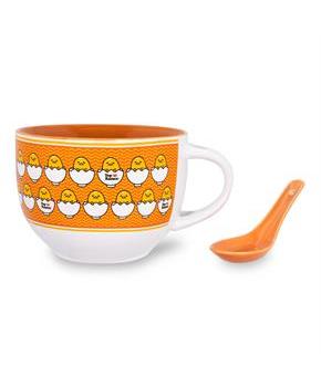 Sanrio Gudetama x Nissin Top Ramen Ceramic Soup Mug with Spoon | Holds 24 Ounces