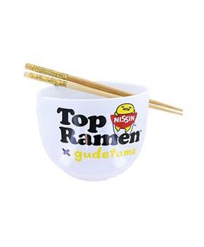Sanrio Gudetama Top Ramen More Please 20oz Ceramic Ramen Bowl with Chopsticks