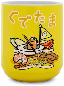 Sanrio Gudetama Sailing On Ramen Asian Ceramic Tea Cup | Holds 9 Ounces