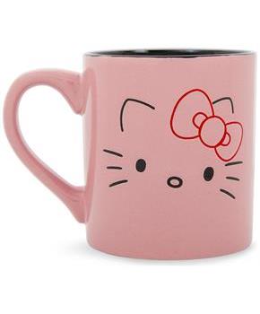 Sanrio Hello Kitty Pink Outline Face Wax Resist Ceramic Mug | Holds 14 Ounces