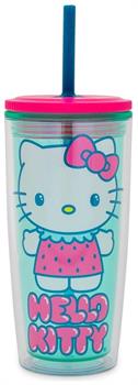 Sanrio Hello Kitty Strawberry Carnival Cup With Lid and Straw | Holds 20 Ounces