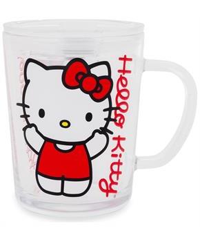 Sanrio Hello Kitty Red Outfit Glass Mug With Lid | Holds 14 Ounces