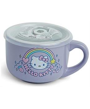 Sanrio Hello Kitty Rainbow 24-Ounce Ceramic Soup Mug With Vented Lid