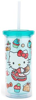 Sanrio Hello Kitty Holiday Baking 20-Ounce Carnival Cup With Lid and Straw