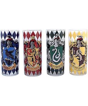 Harry Potter House Crests 4 Piece 10oz Glass Tumbler Set