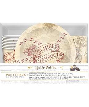 Harry Potter Marauders Map 60 Piece Party Tableware Set | Cups | Plates | Napkins