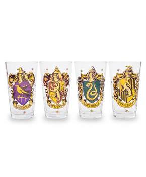 Harry Potter Hogwarts House Crests 16-Ounce Pint Glasses | Set of 4