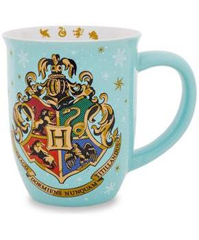 Harry Potter Hogwarts Holiday Wide-Rim Ceramic Latte Mug | Holds 16 Ounces