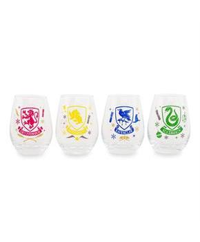 Harry Potter Hogwarts House Colors 12-Ounce Stemless Wine Glasses | Set of 4