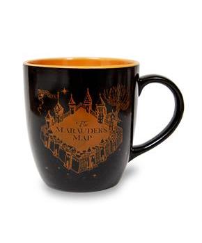Harry Potter Marauder's Map Black and Gold Ceramic Mug | Holds 18 Ounces