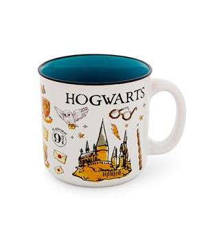 Harry Potter Hogwarts All Over Icons Destination Ceramic Camper Mug | Holds 20 Ounces
