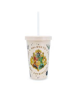 Harry Potter Hogwarts Bamboo Tumbler Cup With Lid And Straw | Holds 20 Ounces
