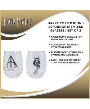 Harry Potter Icons 20-Ounce Stemless Glasses | Set of 2