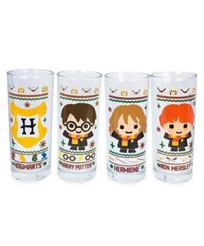 Harry Potter Chibi Christmas Sweater 10-Ounce Tumbler Glasses | Set of 4