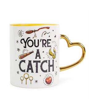 Harry Potter Quidditch "You're A Catch" Sculpted Handle Ceramic Mug | 14 Ounces