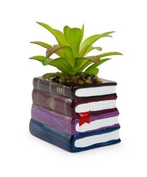 Harry Potter Book Stack 3-Inch Ceramic Planter With Artificial Succulent