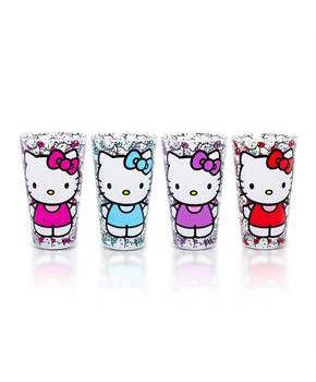 Sanrio Hello Kitty Colorful Outfits 16-Ounce Pint Glasses | Set of 4