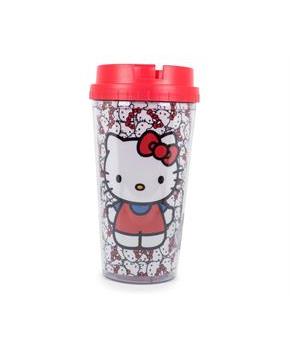 Hello Kitty All-Over Faces 16oz Double Wall Plastic Travel Mug