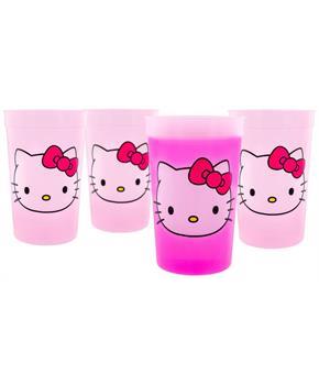 Sanrio Hello Kitty 4-Piece Color-Change Plastic Cup Set | Each Holds 15 Ounces