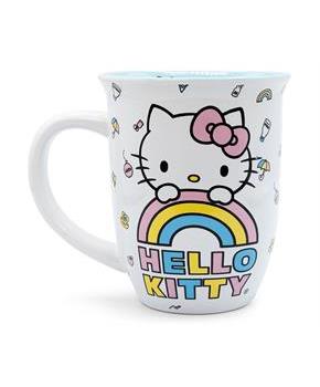 Hello Kitty Pastel Rainbow Wide Rim Ceramic Mug | Holds 14 Ounces