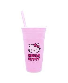 Sanrio Hello Kitty Pink Plastic Tumbler With Lid and Straw | Holds 32 Ounces