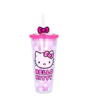 Sanrio Hello Kitty Face Carnival Cup With Lid and Topper Straw | Holds 24 Ounces
