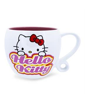 Sanrio Hello Kitty Hearts Ceramic Coffee Cup With Loop Handle | Holds 16 Ounces