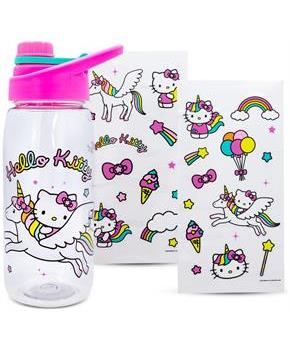 Sanrio Hello Kitty Unicorn Twist Spout Water Bottle and Sticker Set | 20 Ounces