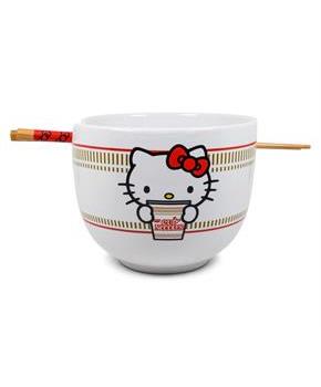 Hello Kitty Cup Noodle Japanese Dinnerware Set | 20-Ounce Ramen Bowl, Chopsticks