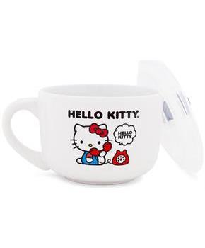Sanrio Hello Kitty "How Are You?" Ceramic Soup Mug With Vented Lid | 24 Ounces