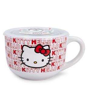 Sanrio Hello Kitty Red Ceramic Soup Mug with Lid | Holds 24 Ounces