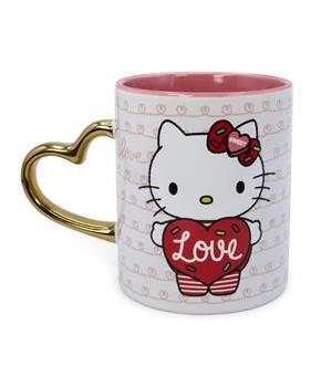 Sanrio Hello Kitty Love Heart-Shaped Handle Ceramic Mug | Holds 14 Ounces