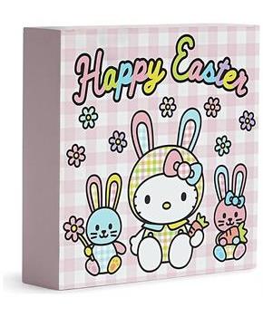 Sanrio Hello Kitty "Happy Easter" 6 x 6 Inch Wood Box Sign