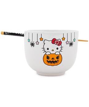 Sanrio Hello Kitty Pumpkin Boo 20-Ounce Ceramic Ramen Bowl and Chopstick Set