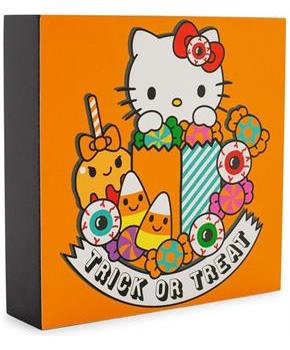 Sanrio Hello Kitty "Trick Or Treat" Wooden Box Sign | 6 x 6 Inches