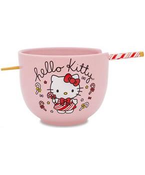 Sanrio Hello Kitty Holiday 20-Ounce Ceramic Ramen Bowl and Chopstick Set