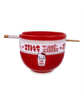 Sanrio Hello Kitty x Nissin Cup Noodles Red Ceramic Ramen Bowl and Chopstick Set